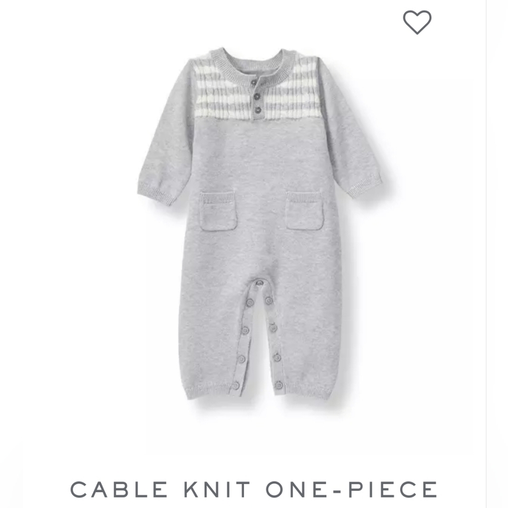 JANIE+JACK striped cableknit one piece 0-3 mo newborn gray sweater knit romper